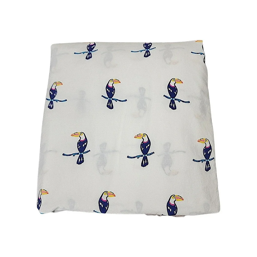 Martha‎ Stewart Flat Sheet Twin WHIM Toucan Bird Kids White Tropical Cotton Bed